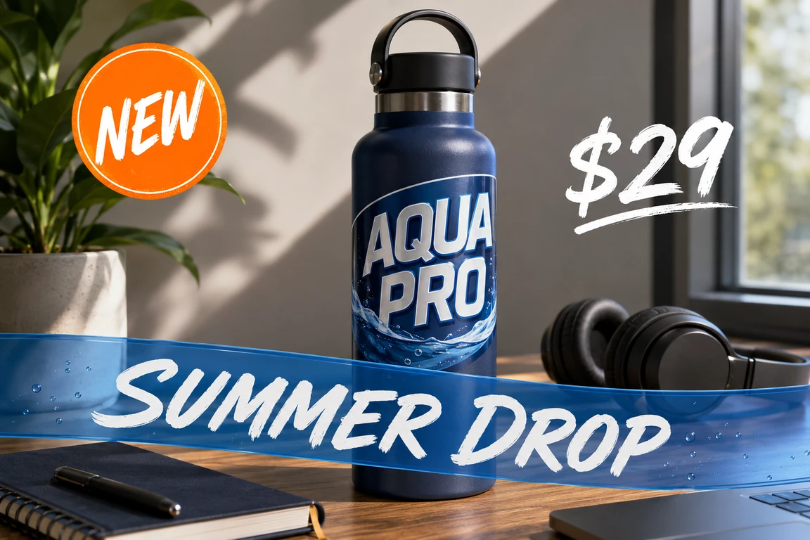 Product bottle before removing promo label and price text